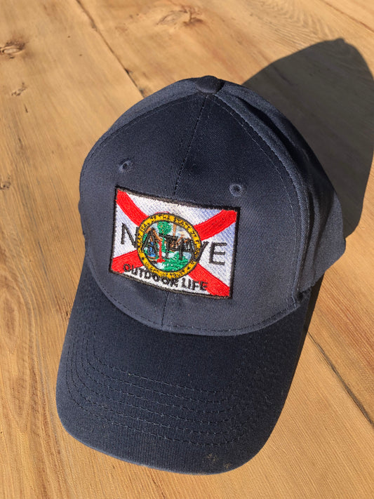 Jr Size Caps Navy - Florida State Flag logo - Embroidered