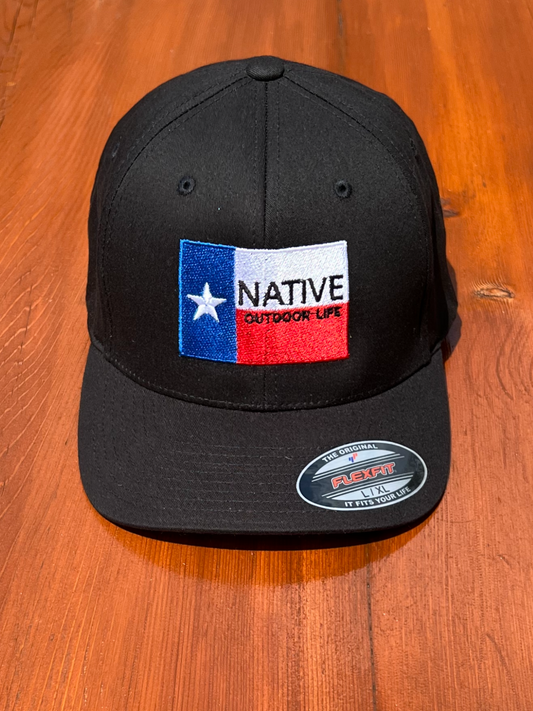 Flex fit black cap - Texas State Flag logo - Embroidered